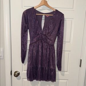 francesca’s miami purple shimmer keyhole back dress